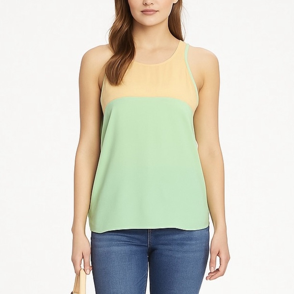 NWOT English Rose Colorblock Sheer Top Tank Blouse Size S
